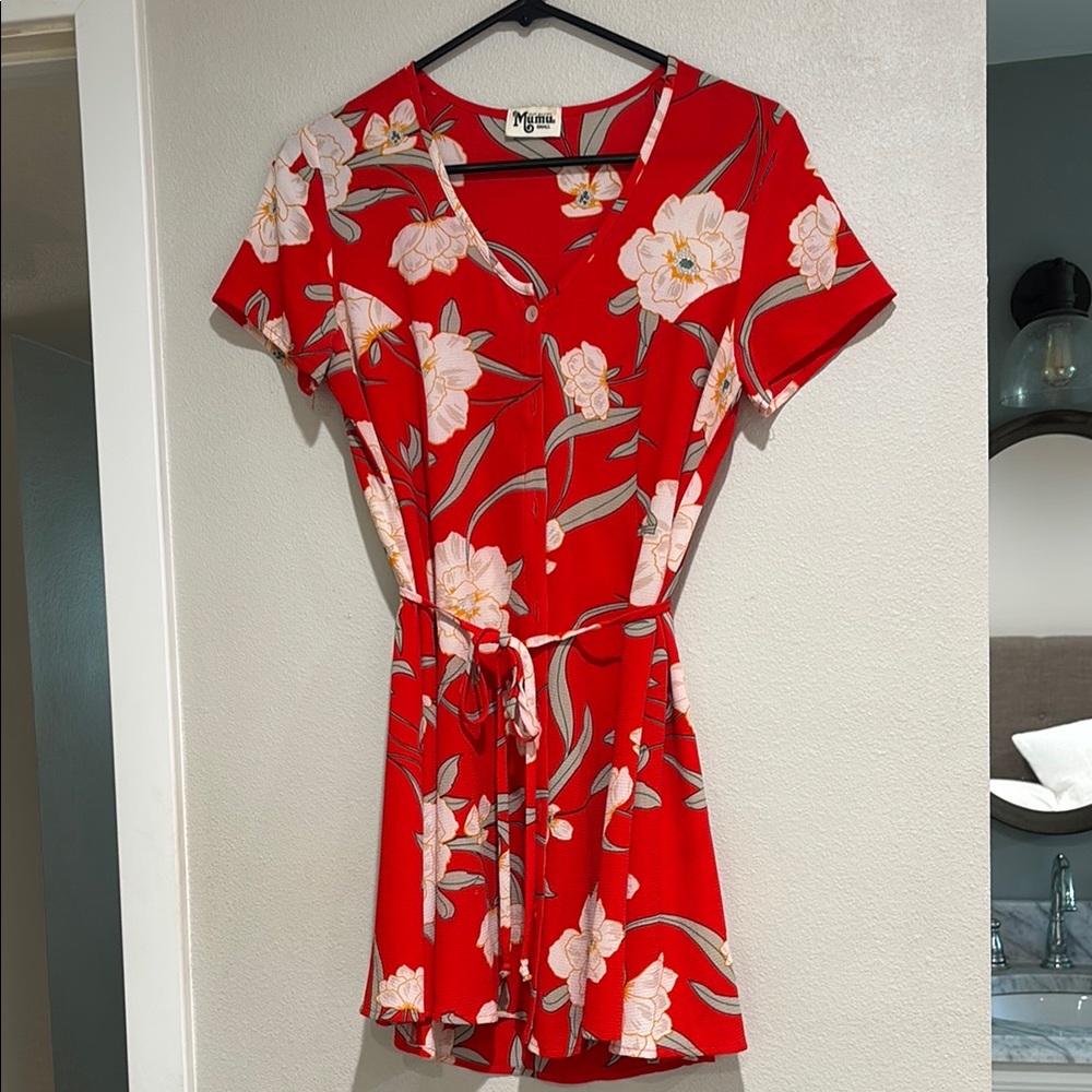Show Me Your Mumu Red Floral Short Sleeve Dress